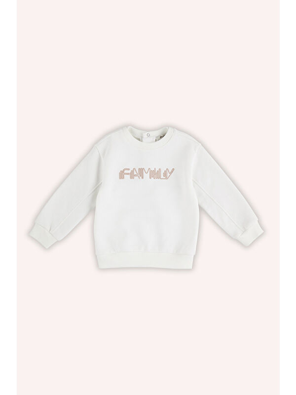 Panço Erkek Bebek Nakışlı Ekru Sweatshirt