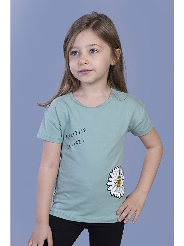 Toontoykids Kız Çocuk Papatya Baskılı Tişört