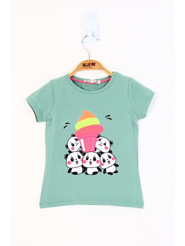 Toontoykids Kız Çocuk Baskılı Çevirmeli Pul Detaylı Tişört
