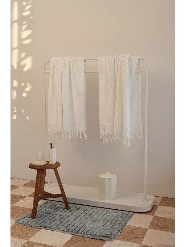 İrya Ege %100 Pamuk 2'li Banyo Havlu Seti 80x150 cm Bright Ecru
