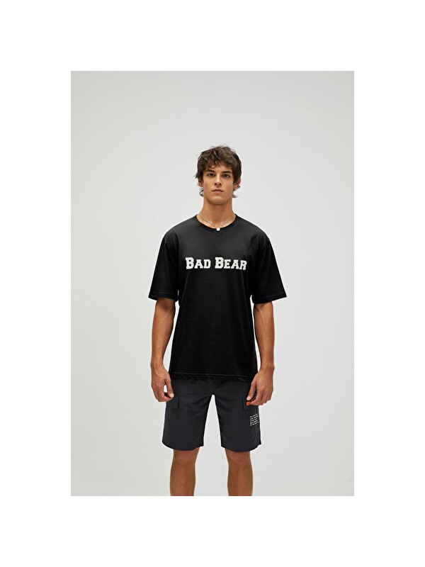 Bad Bear Title Erkek Siyah Bisiklet Yaka Tişört