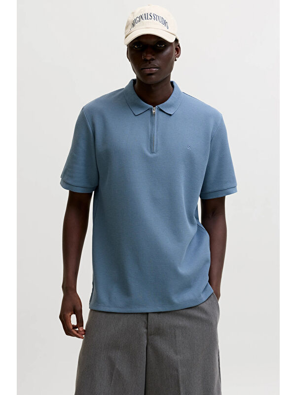 Jack & Jones Essentials Jjeaustin Normal Kalıp Fermuarlı Polo Yaka T Shirt 12279177