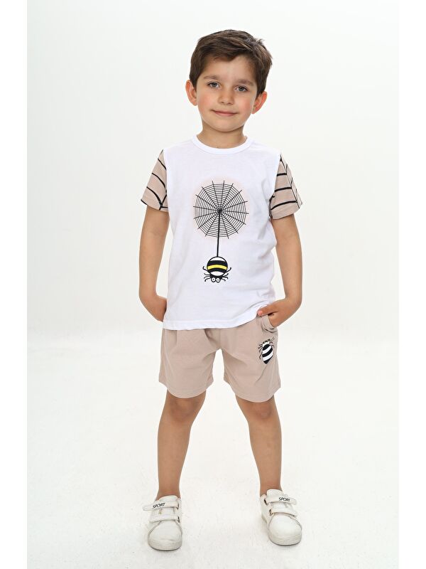 Toontoykids Erkek Çocuk Örümcek Detay Baskılı Şortlu Takım