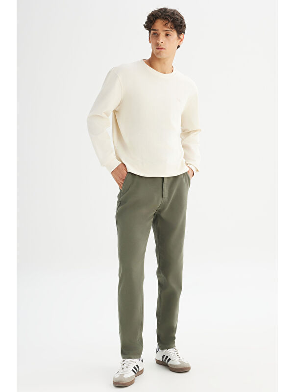 Lee Regular Fit Normal Bel Pamuklu Esnek Haki Chino Pantolon