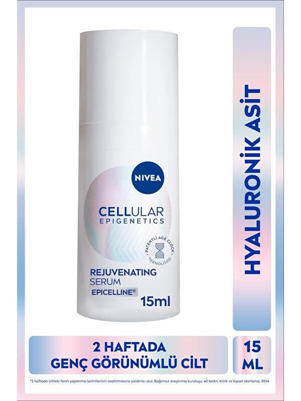 NIVEA Cellular Epigenetics Rejuvenating Yaşlanma Karşıtı Cilt Serumu 15ml, Dolgunlaştırıcı, Hyaluronik Asi