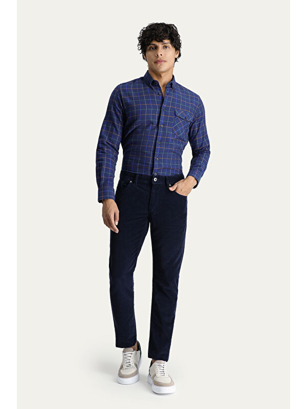 Kiğılı Slim Fit Dar Kesim Elastanlı Kadife Pantolon