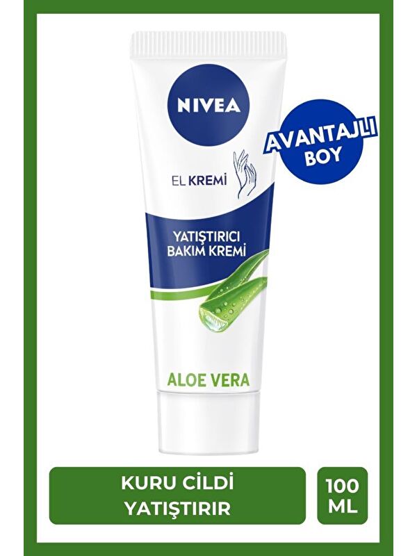 NIVEA Yatıştırıcı El Bakım Kremi Aloe Vera 100ml, Nemlendirici, Jojoba Yağı, Avantajlı Boy