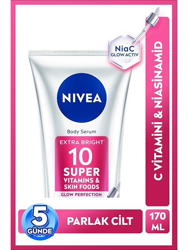 NIVEA Super10 Serum Etkili Vücut Losyonu SPF15 170 ml,Aydınlatıcı,Nemlendirici,C Vitamini,Niasinamid