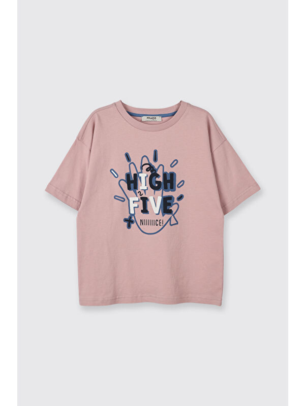 Panço Erkek Çocuk Baskılı Kısa Kollu T-Shirt Pembe
