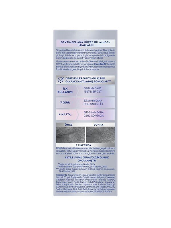 NIVEA Cellular Epigenetics Rejuvenating Yaşlanma Karşıtı Cilt Serumu 30ml,Dolgunlaştırıcı,Hyaluronik Asit
