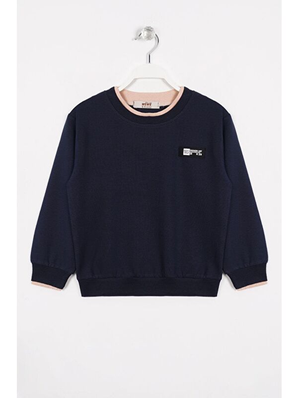 Zepkids Yakası Kaşkorse Detaylı Lacivert Renk Erkek Çocuk Sweatshirt