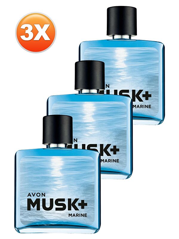 AVON Musk Marine Erkek Parfüm Edt 75 Ml. Üçlü Set