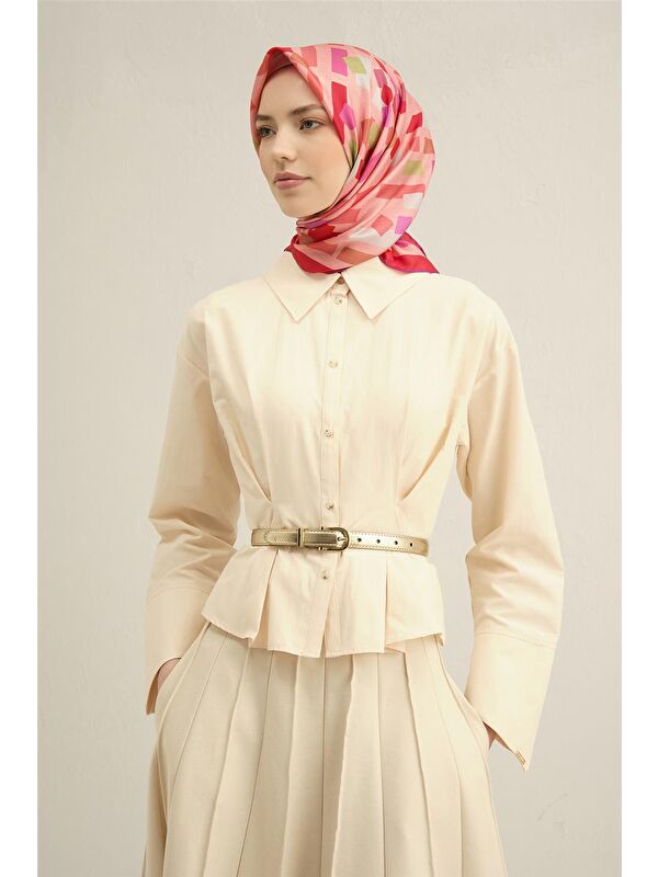 ARMİNE Klasik Desenli Saf İpek Twill Eşarp 9341 51