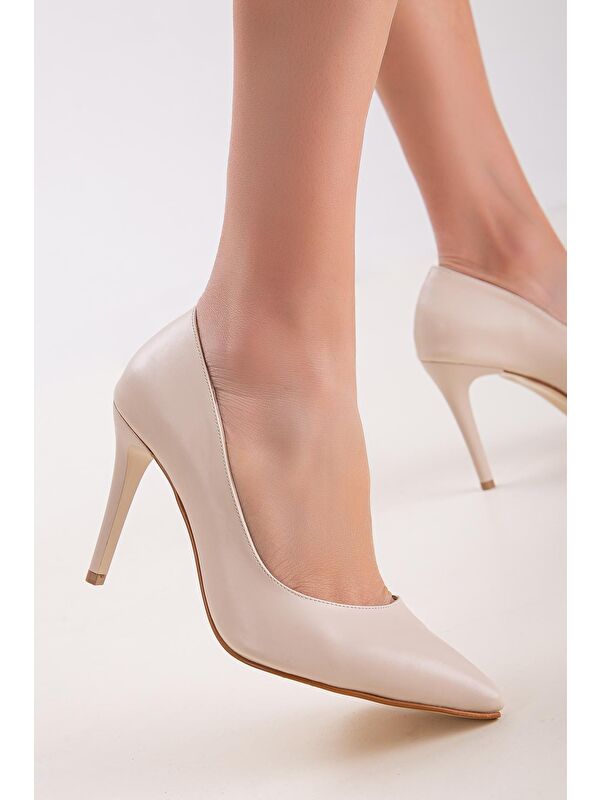 D063 Kadın İnce Klasik Topuklu Stileto Ayakkabı - Görsel 4