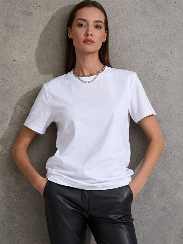 Jane's Unisex Kısa Kollu Bisiklet Yaka Basic Viskon Bluz