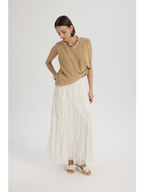 Mai Collection Aurore Dantel Detay Ekru Etek
