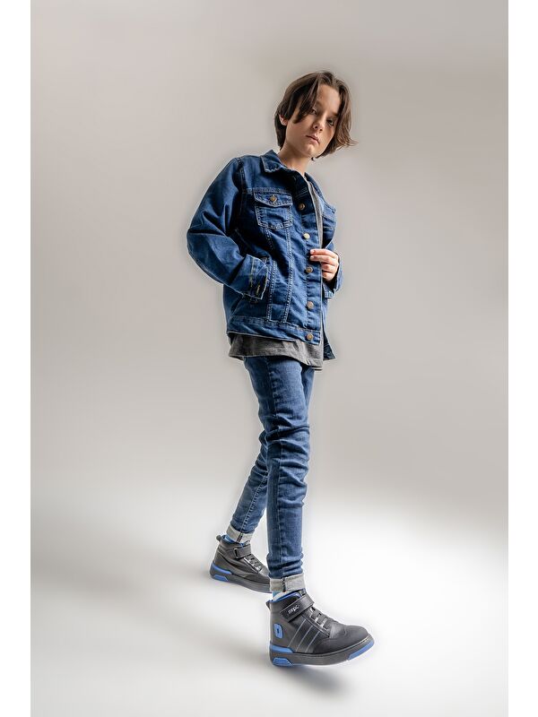 Erkek Çocuk Siyah Hakiki Deri Anatomik Günlük Bot - Görsel 2