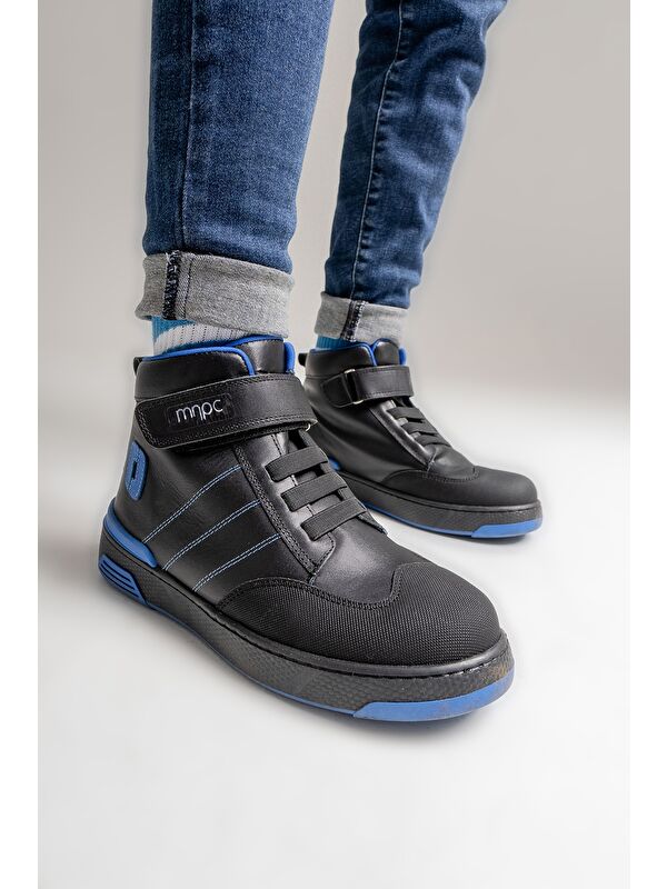 Erkek Çocuk Siyah Hakiki Deri Anatomik Günlük Bot - Görsel 3