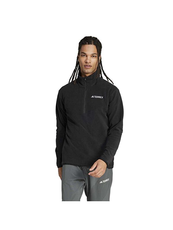 Adidas Multi Essentials 1/2 Zip Fleece Erkek Siyah Dik Yaka Sweatshirt