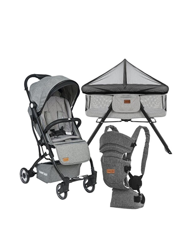 TOMMYBABY İnci 3 lü Set Kabin Bebek Arabası Katlanır Beşik Kanguru