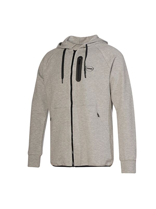 Hummel Nova Gri Kapüşonlu Erkek Fermuarlı Sweatshirt Hırka