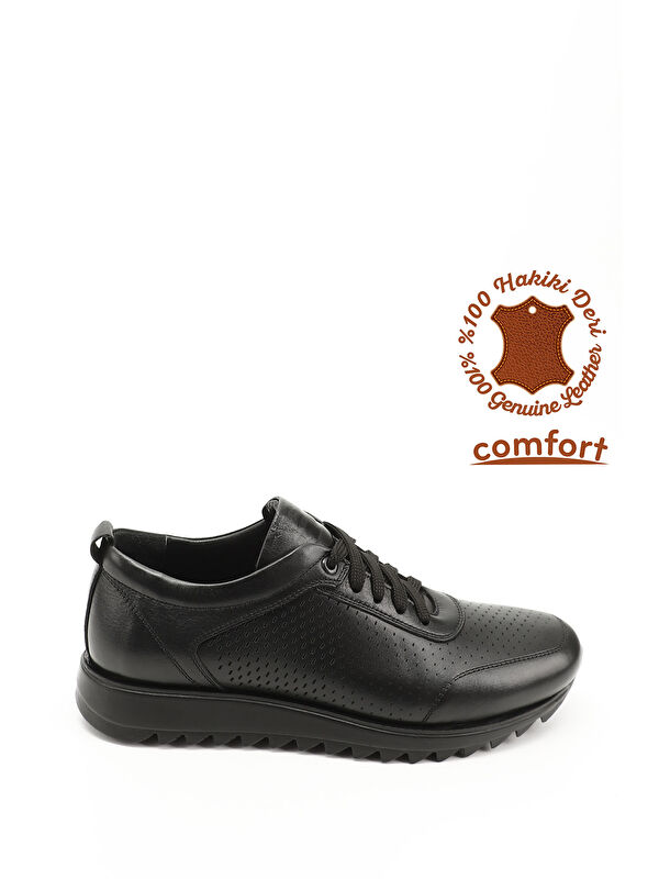 GÖNDERİ(R) Erkek ZÜMRÜT-SİYAH Hakiki Deri Bağcıklı Sneaker