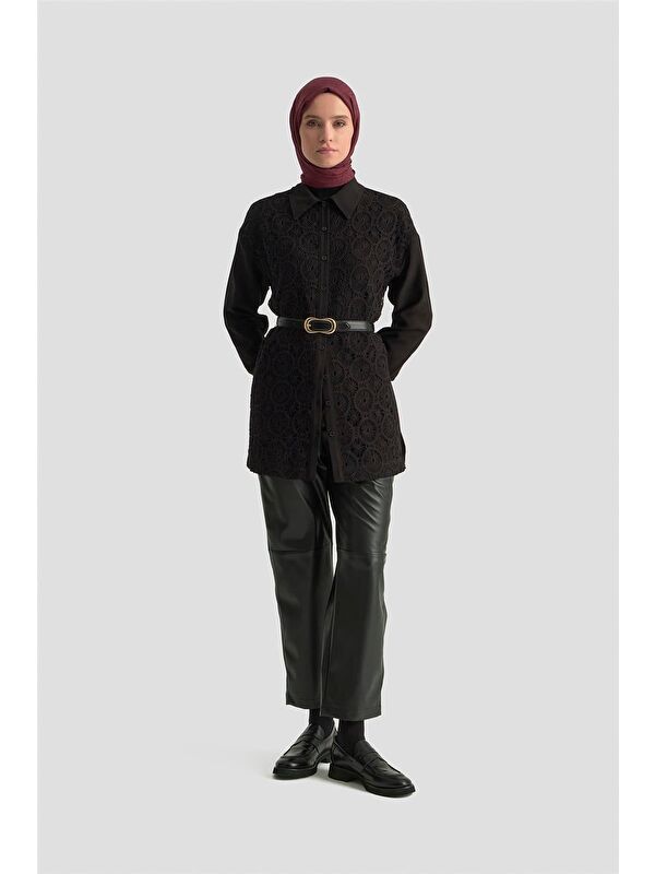ARMİNE Dantelli Tunik 25Km1027 Siyah