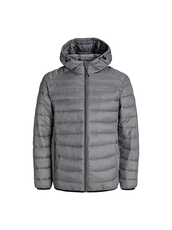 Jack & Jones Bradley Light Puffer Hood Erkek Gri Kapüşonlu Şişme Mont