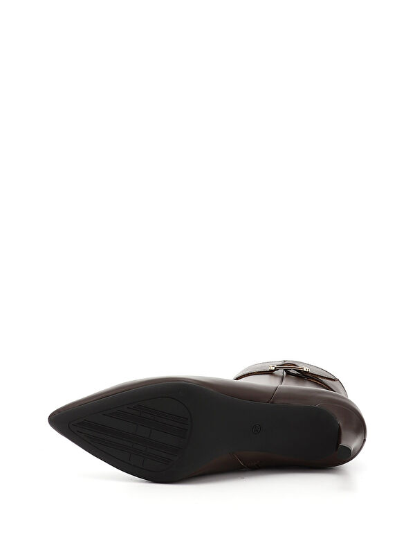 Kadın ÇİKOLATA KAHVE Fermuarlı İnce Topuklu Hakiki Deri Bot - Görsel 5