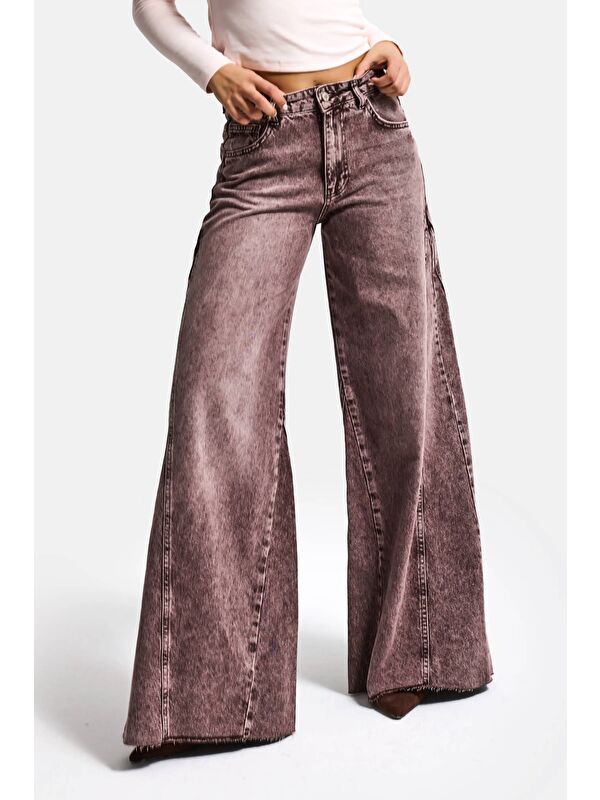 It's Basic Kadın Koyu Jean Rengi 4s6-157 Süper Palazzo %100 Pamuk Denim Jean