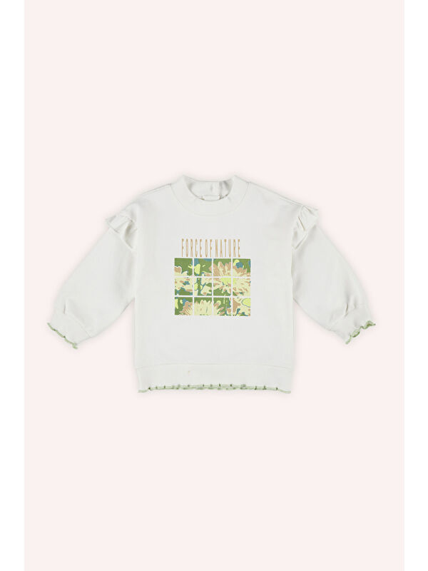 Panço Kız Bebek Baskılı Beyaz Sweatshirt