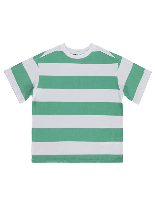 Civil Boys Basic Çizgili 6-9 Yaş Tişört - Yeşil