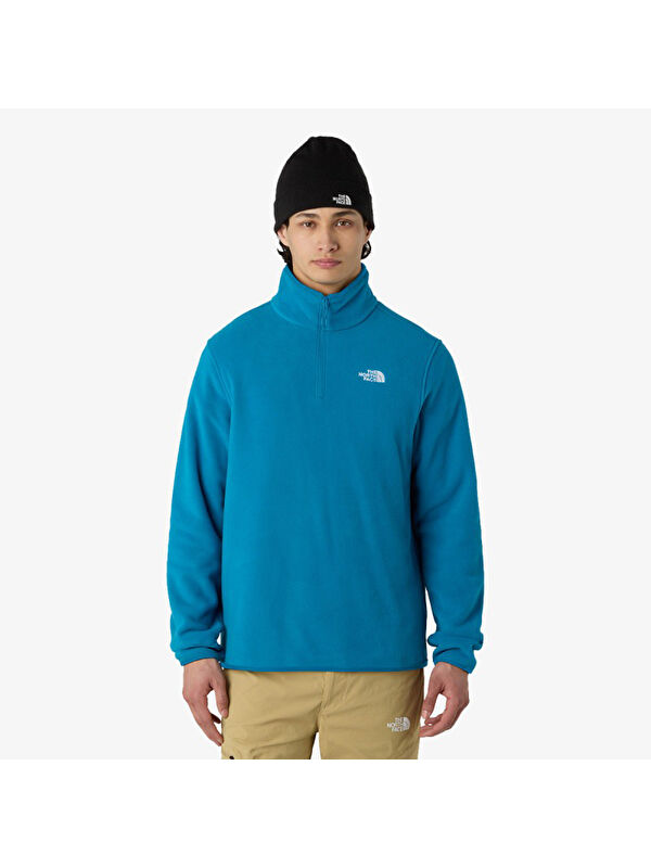 The North Face Glacier Fleece Erkek Mavi Dik Yaka Sweatshirt