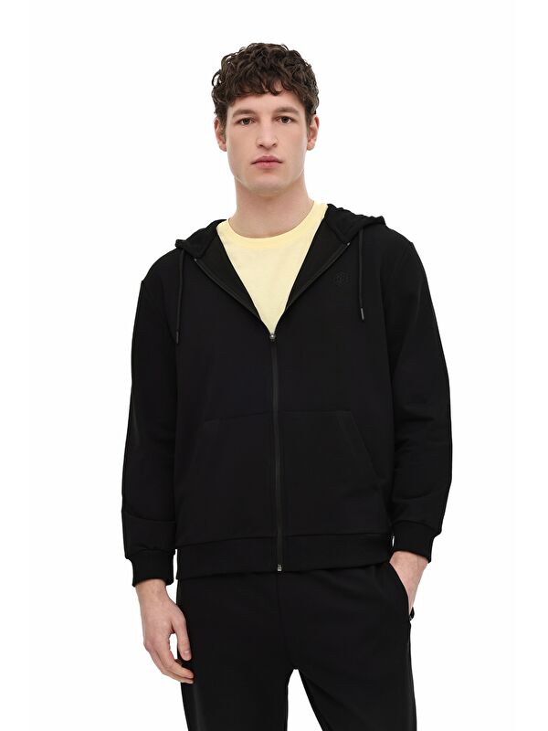 Lumberjack MB SN72 FZ HOD 6FX Siyah Erkek Fermuarlı Sweatshirt