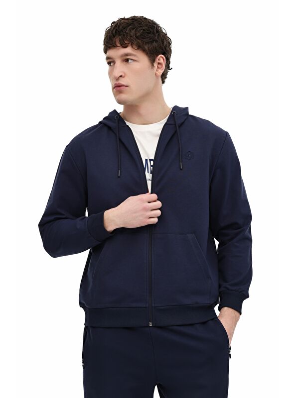 Lumberjack MB SN72 FZ HOD 6FX Lacivert Erkek Fermuarlı Sweatshirt