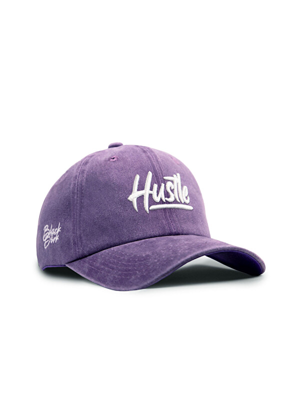 BlackBörk Hustle Nakışlı Vintage Beyzbol Mor Şapka