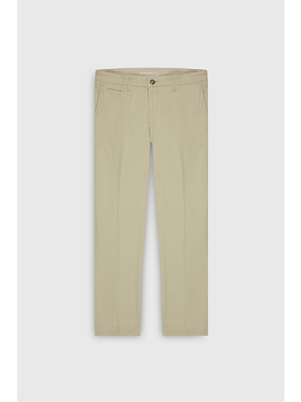 Altınyıldız Classics Erkek Vizon Slim Fit Dar Kesim Yan Cepli Pamuklu Esnek Pantolon