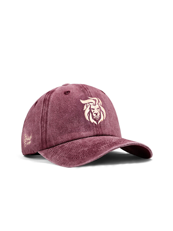 BlackBörk Aslan Nakışlı Vintage Beyzbol Bordo Şapka