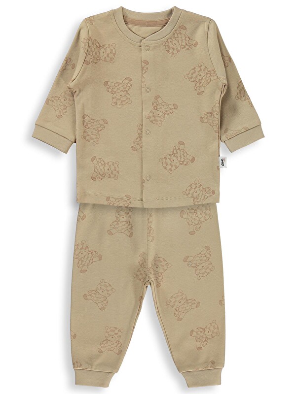 Civil Baby Ayıcık Baskılı 6-18 Ay Pijama Takımı - Kahve