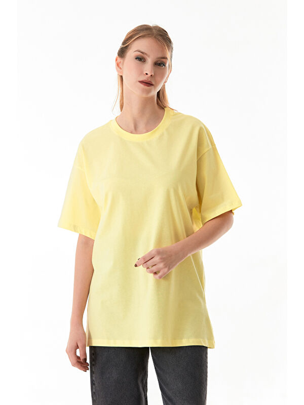 Fullamoda Basic Oversize Bisiklet Yaka Tişört