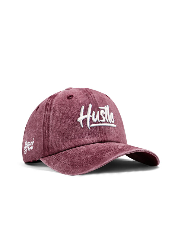 BlackBörk Hustle Nakışlı Vintage Beyzbol Bordo Şapka