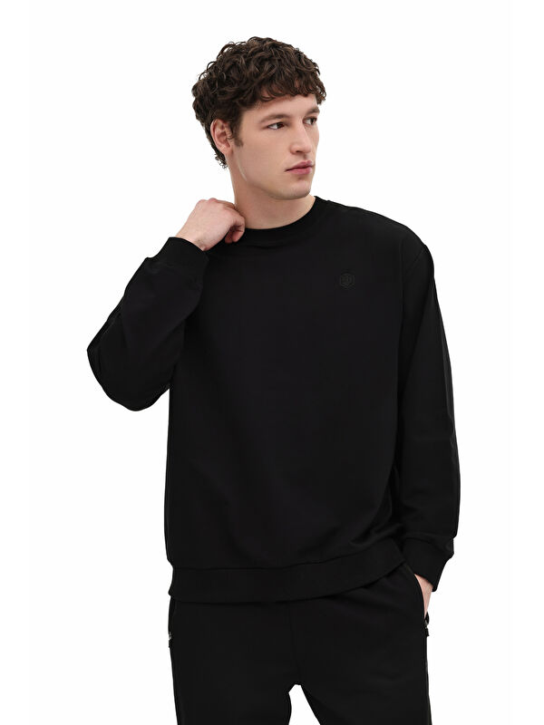 Lumberjack MB SN75 C NECK SW 6FX Siyah Erkek Sweatshirt