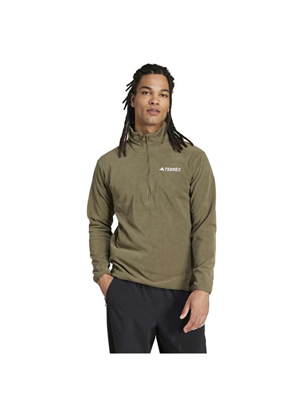Adidas Multi Essentials Erkek Haki Dik Yaka Sweatshirt