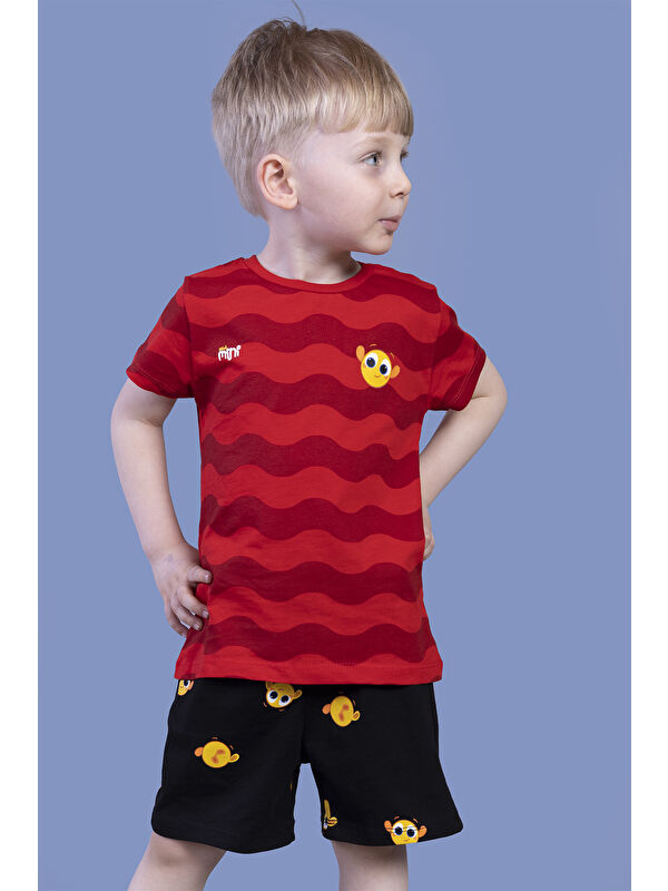 Toontoykids Erkek Çocuk Dalga Desenli Şortlu Takım