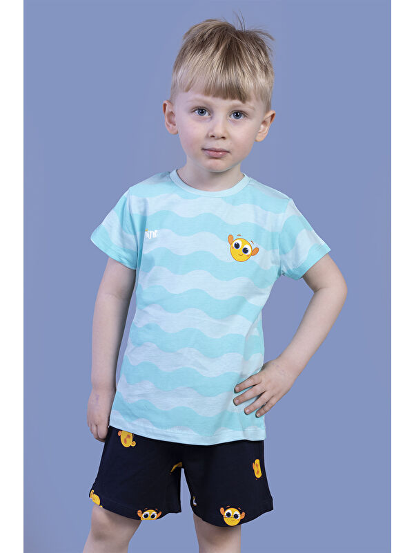 Toontoykids Erkek Çocuk Dalga Desenli Şortlu Takım