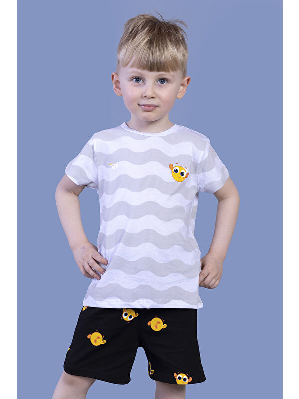 Toontoykids Erkek Çocuk Dalga Desenli Şortlu Takım