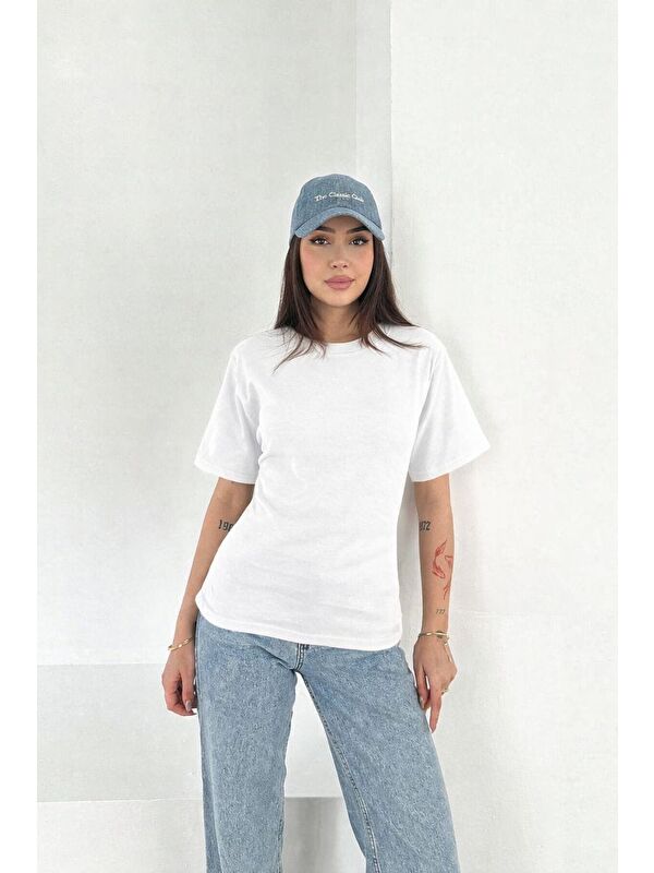 carla10 Basic Arkası Bağcıklı T-shirt Beyaz