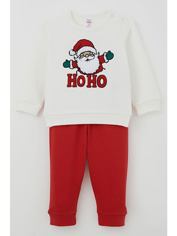 Breeze Erkek Bebek Pijama Takımı Omuzdan Patlı Pelüş Sakallı Hoho Ekru (4 Ay-1 Yaş)