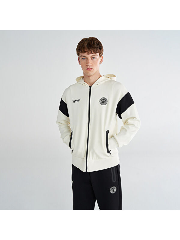 Hummel Glex Ekru Kapüşonlu Erkek Fermuarlı Sweatshirt Hırka