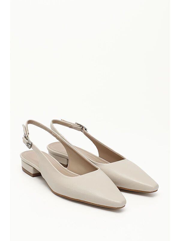 Kadın TEN Küt Burunlu Arkası Açık Ayakkabı - Görsel 3